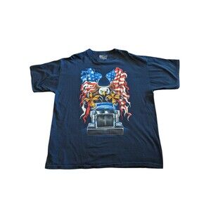 Fundayz Mens 2XL Graphic T-Shirt Americana Trucker Eagle Flag